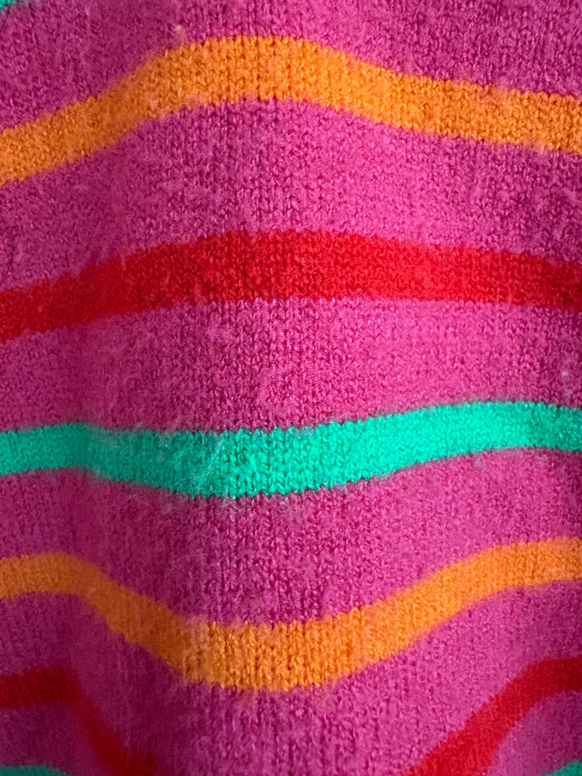 XO KR Kerri Rosenthal Pink Striped V-Neck Sweater Heart Button Cuffs Womens