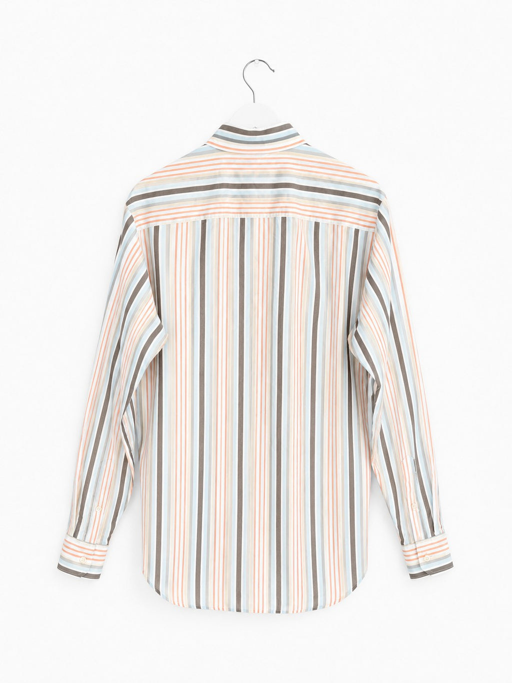 Men's Multi-Stripe Long Sleeve Button-Down Shirt Chest Pocket Cotton Blend