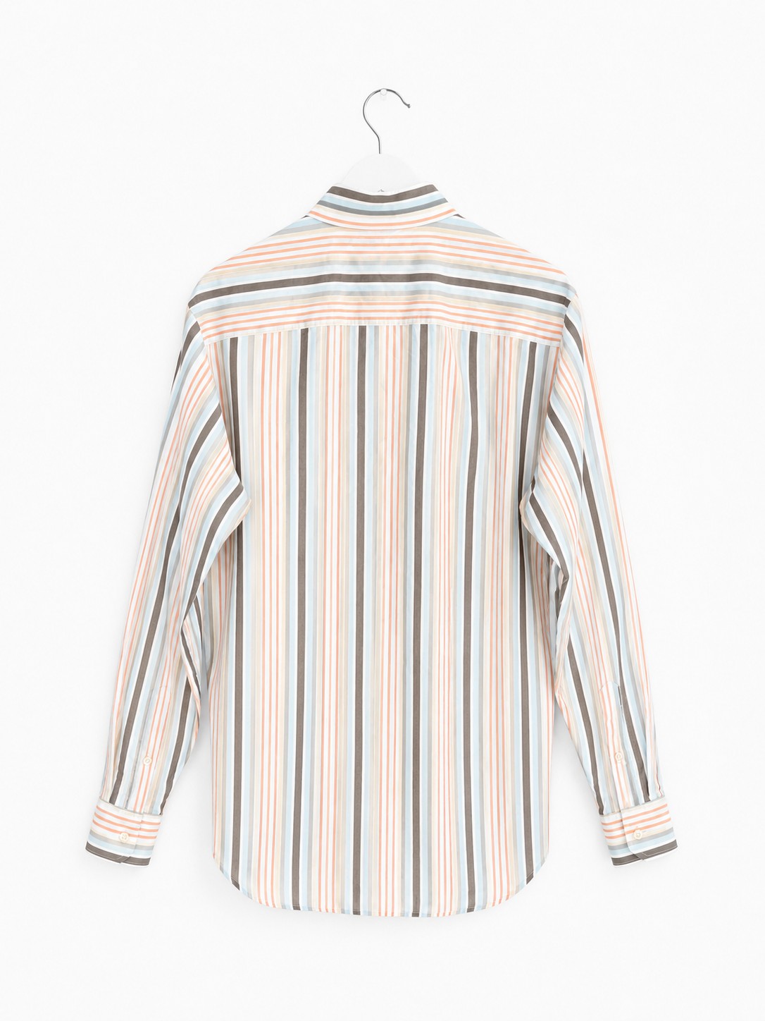 Men's Multi-Stripe Long Sleeve Button-Down Shirt Chest Pocket Cotton Blend