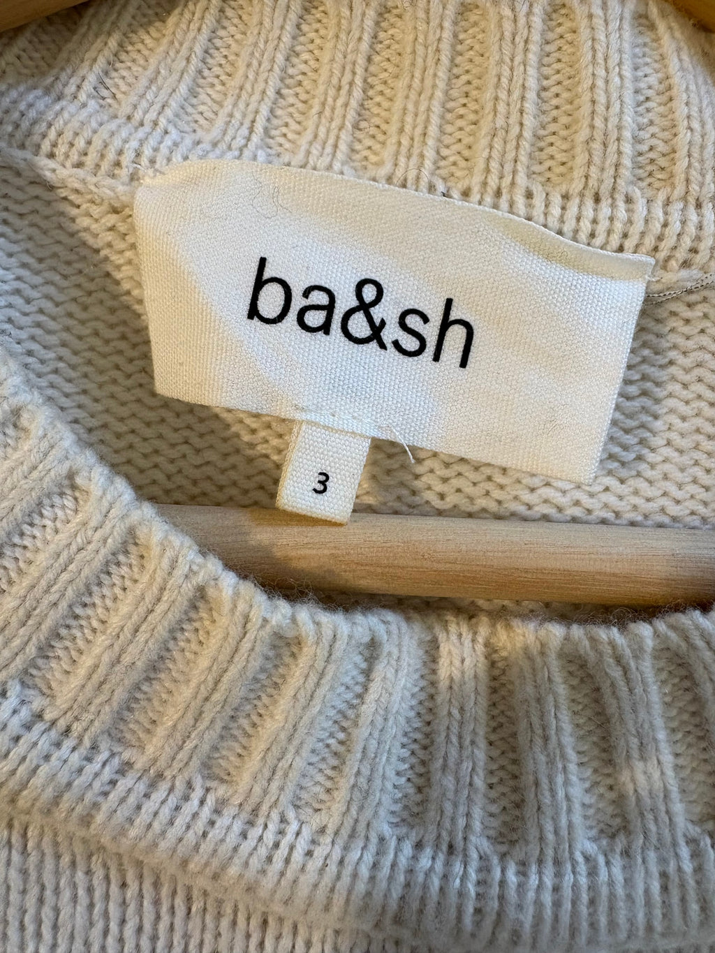 ba&sh Breton Striped Knit Sweater Cream Navy Button Shoulder Size 3 (US M)