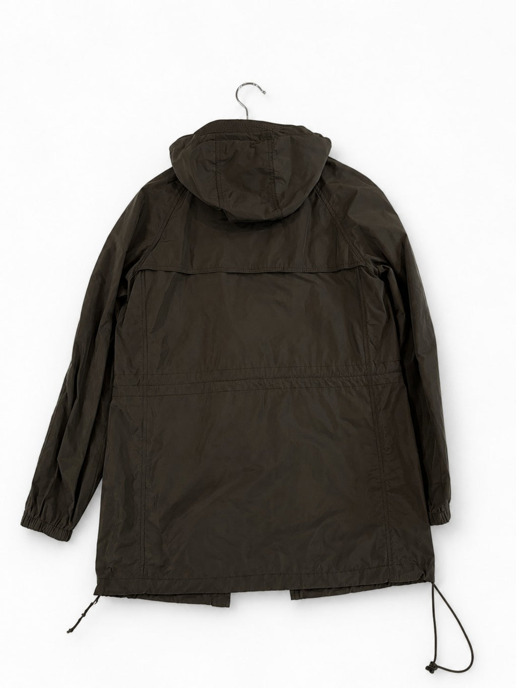 Burberry London Womens Hooded Parka Lightweight Rain Jacket Olive Nova Check