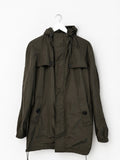 Burberry London Womens Hooded Parka Lightweight Rain Jacket Olive Nova Check