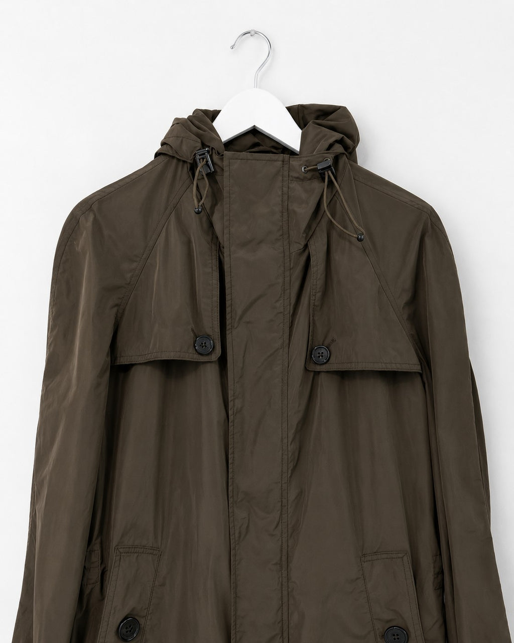 Burberry London Womens Hooded Parka Lightweight Rain Jacket Olive Nova Check