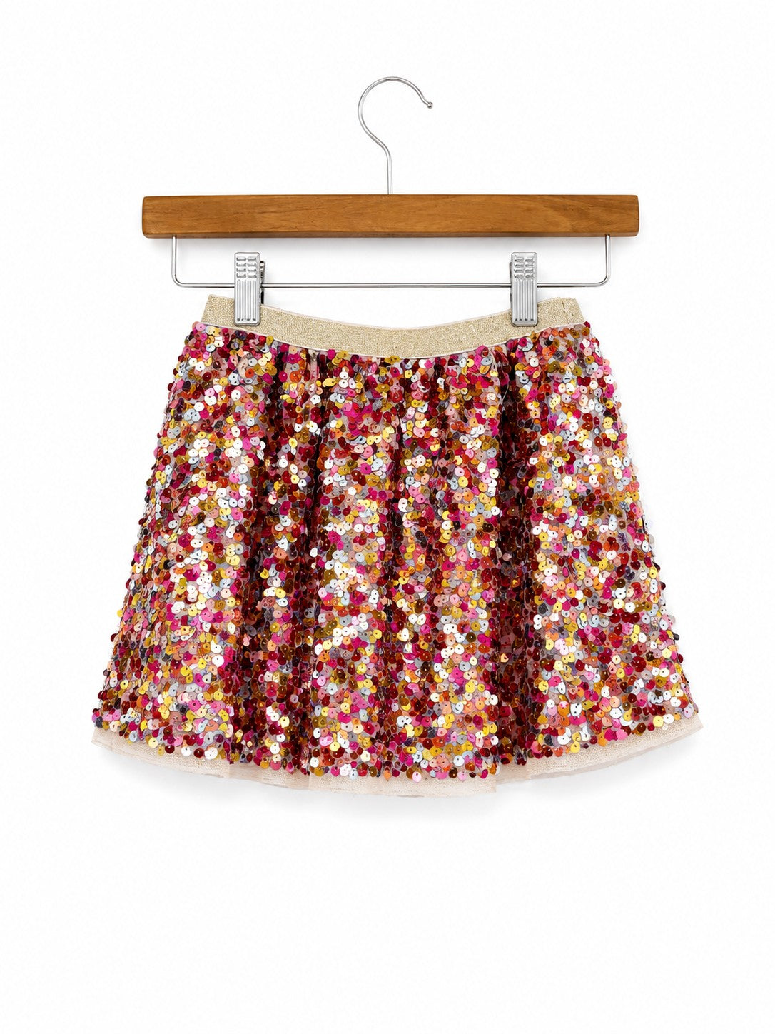 Girls Multicolor Sequin Skirt Sparkly Elastic Waist Tulle Party Skirt