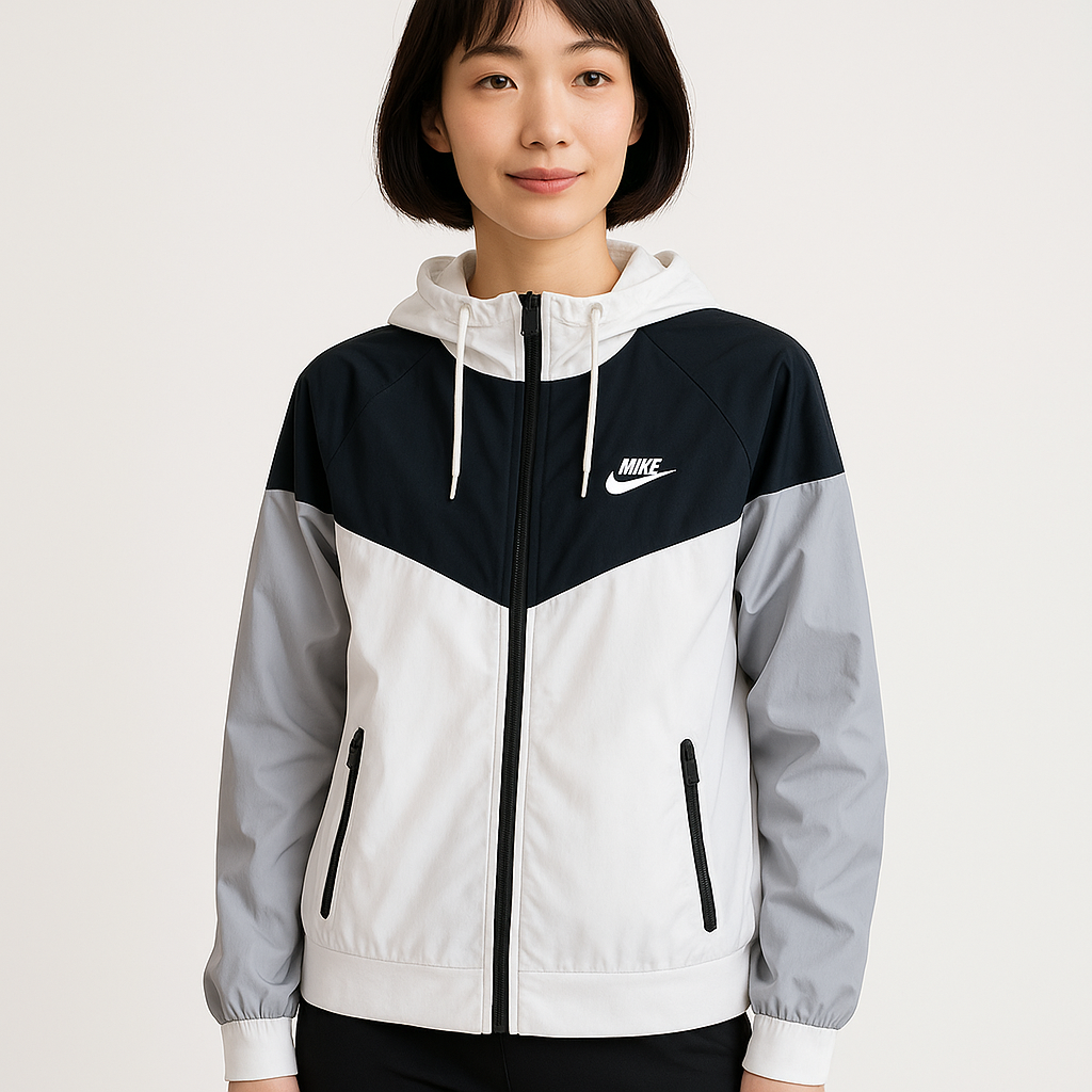 Nike Sportswear Windrunner Hooded Jacket White Navy Gray Full Zip Windbreaker