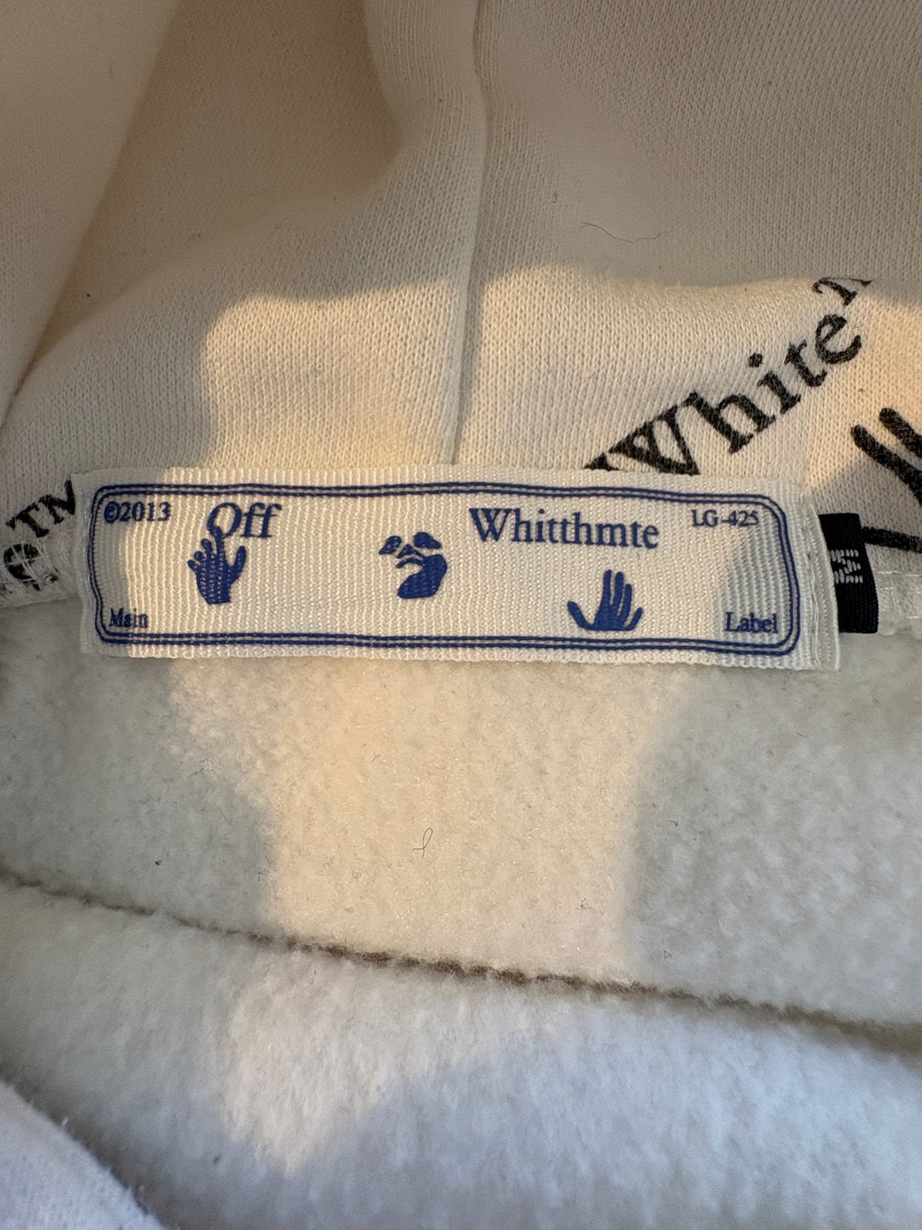 Off-White c/o Virgil Abloh All-Over Logo Hoodie White Hand Print Pullover