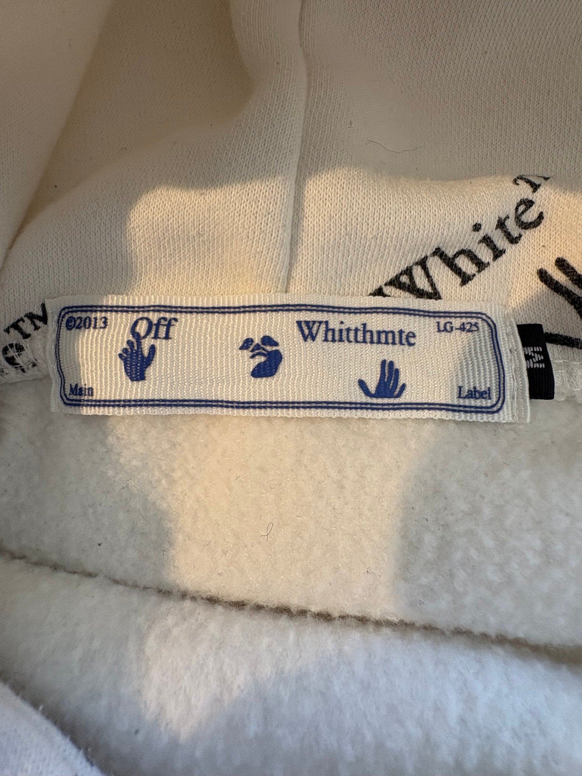 Off-White c/o Virgil Abloh All-Over Logo Hoodie White Hand Print Pullover