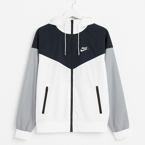 Nike Sportswear Windrunner Hooded Jacket White Navy Gray Full Zip Windbreaker