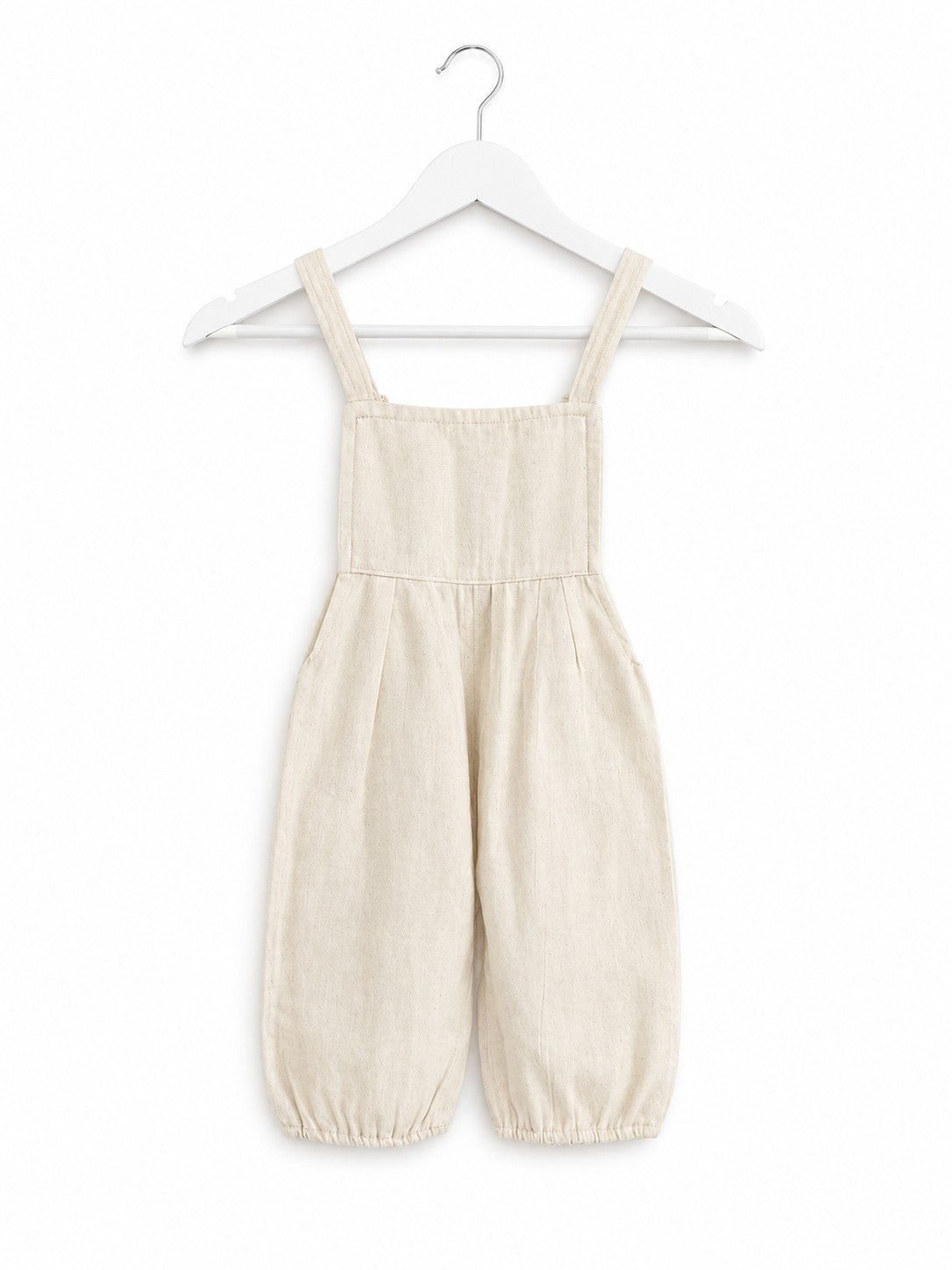 Handmade Kids Cotton Overall Jumpsuit Natural Cream w/ Mayan Woven Panel Romper