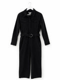 Free Assembly Women's Black Belted Utility Jumpsuit Long Sleeve Wide Leg Size M