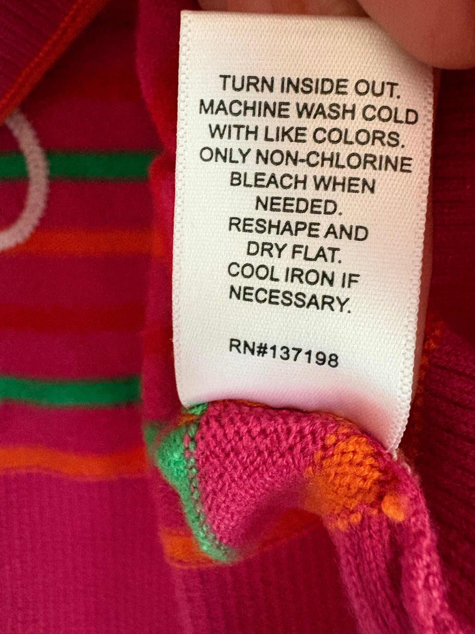 XO KR Kerri Rosenthal Pink Striped V-Neck Sweater Heart Button Cuffs Womens