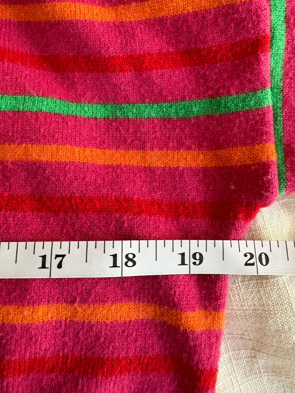 XO KR Kerri Rosenthal Pink Striped V-Neck Sweater Heart Button Cuffs Womens