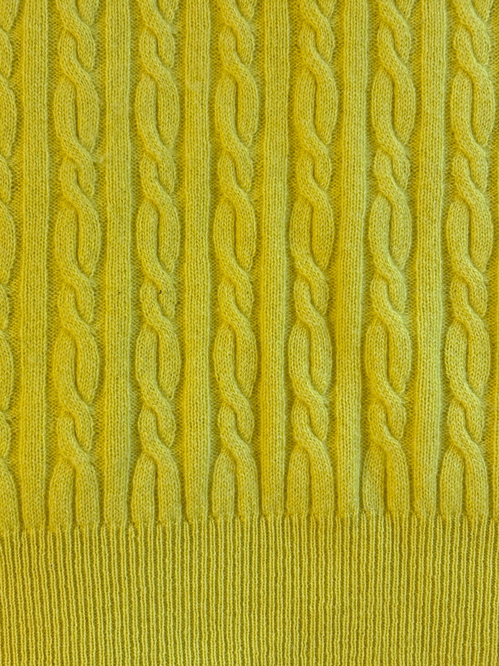 Guest in Residence 100% Cashmere Cable Knit Sweater Vest Yellow Crewneck Sleeveless