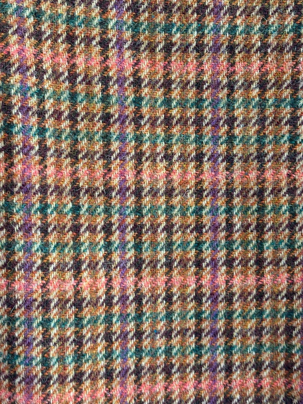Wool Houndstooth Plaid Pinafore Mini Dress Size 6 Jewel Button Brown Multicolor