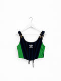 adidas Originals Reworked Corset Crop Top Navy Green Stripe Lace-Up Bustier