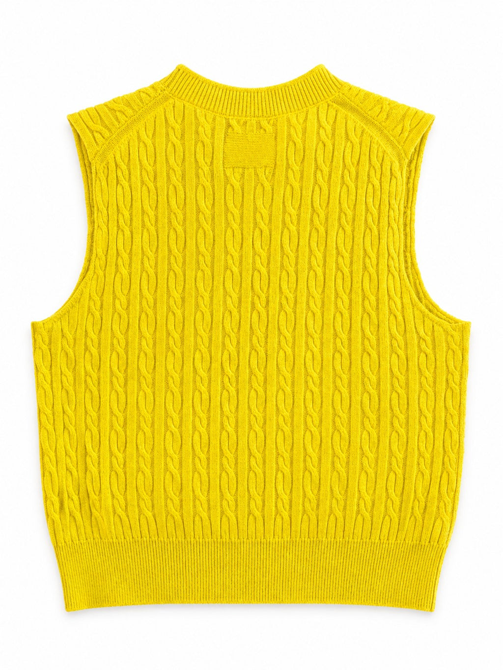 Guest in Residence 100% Cashmere Cable Knit Sweater Vest Yellow Crewneck Sleeveless