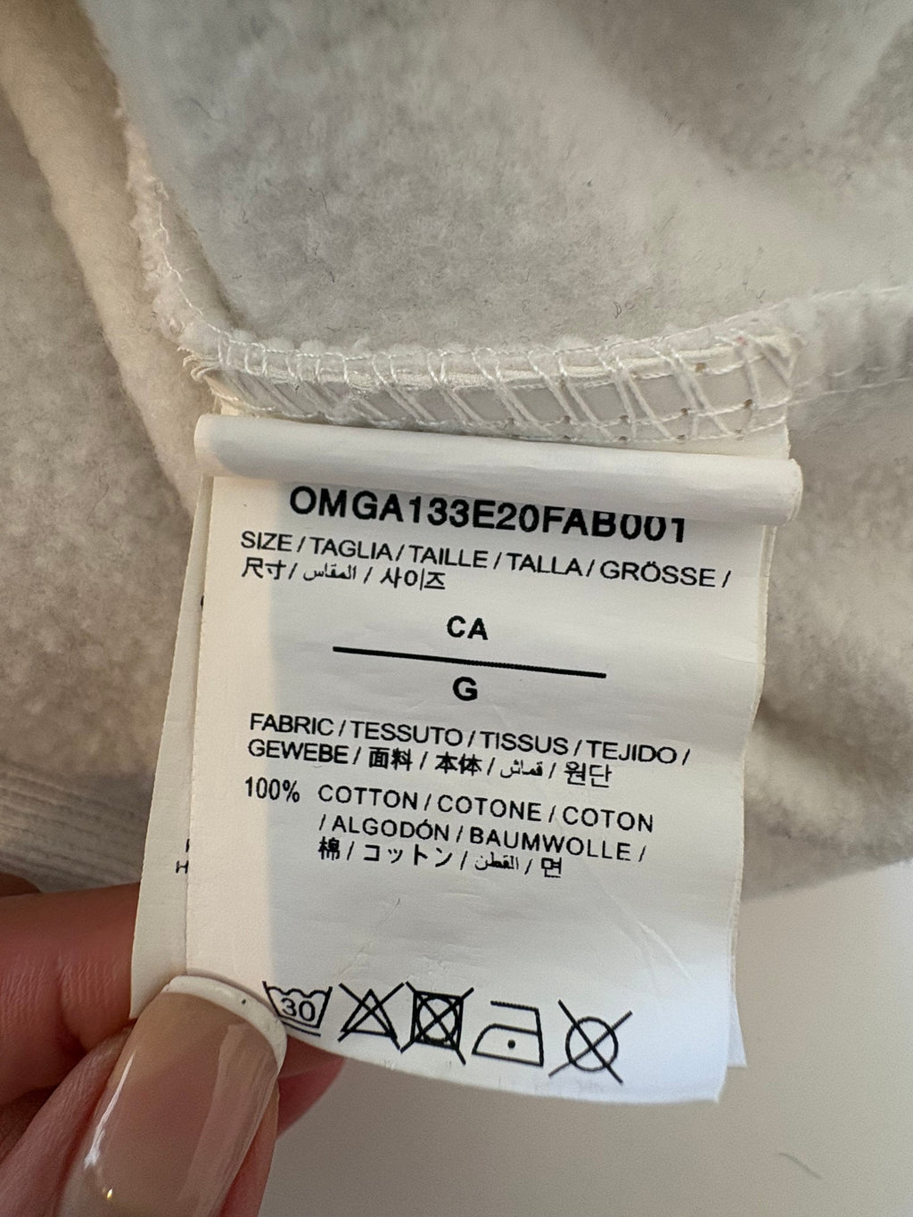 Off-White c/o Virgil Abloh All-Over Logo Hoodie White Hand Print Pullover