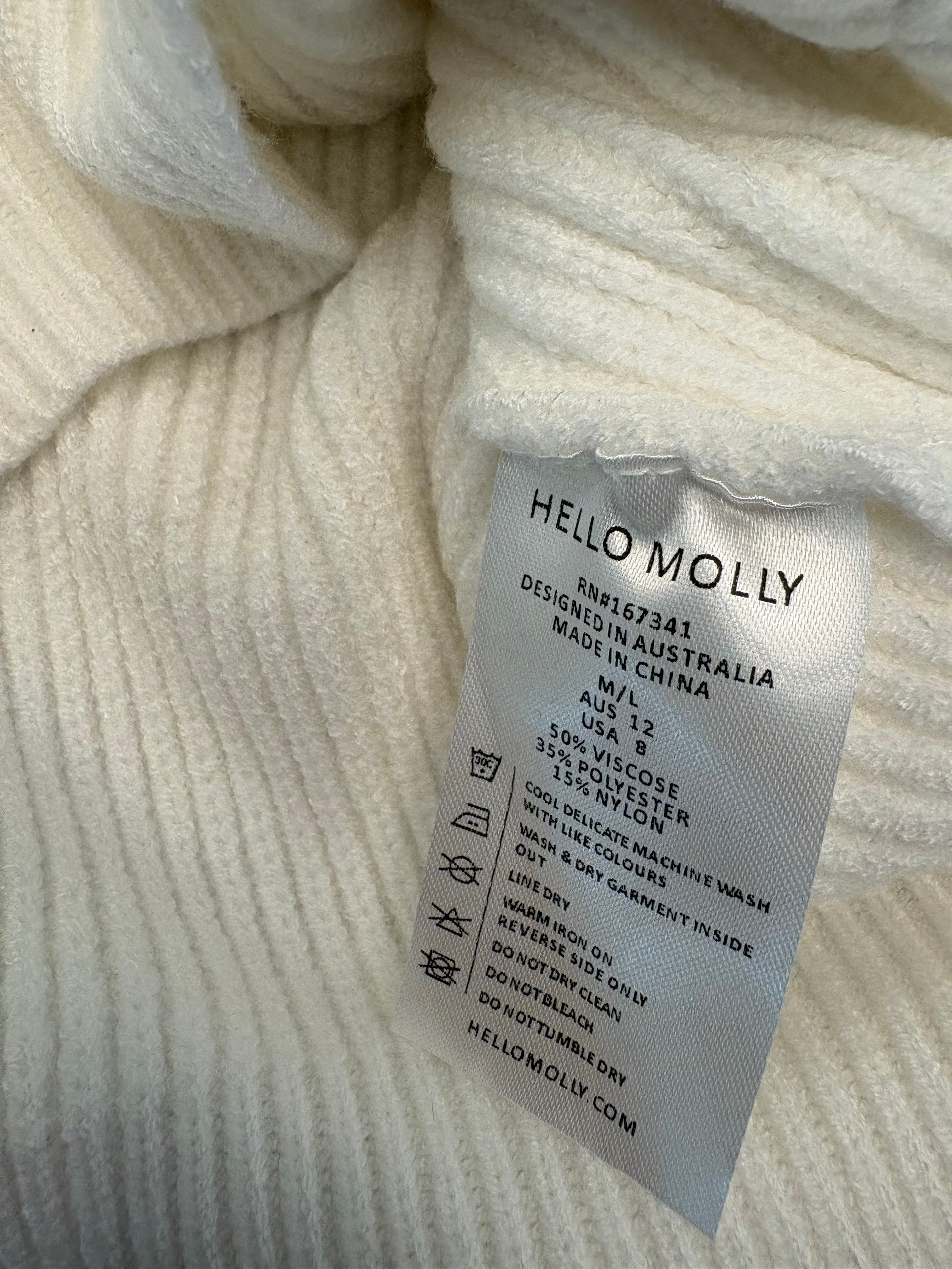Hello Molly Cream Candy Cane Heart Knit Sweater Christmas Oversized Womens M/L