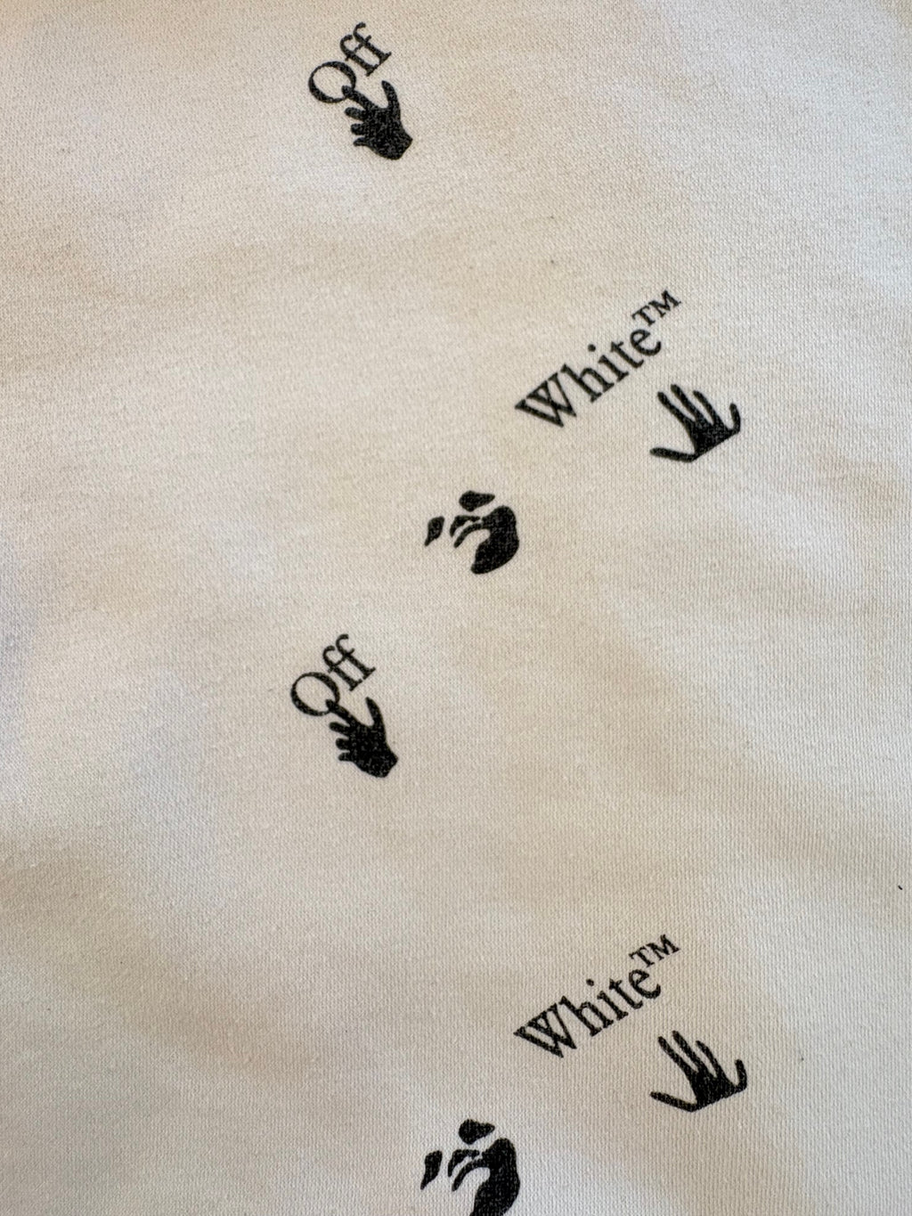Off-White c/o Virgil Abloh All-Over Logo Hoodie White Hand Print Pullover