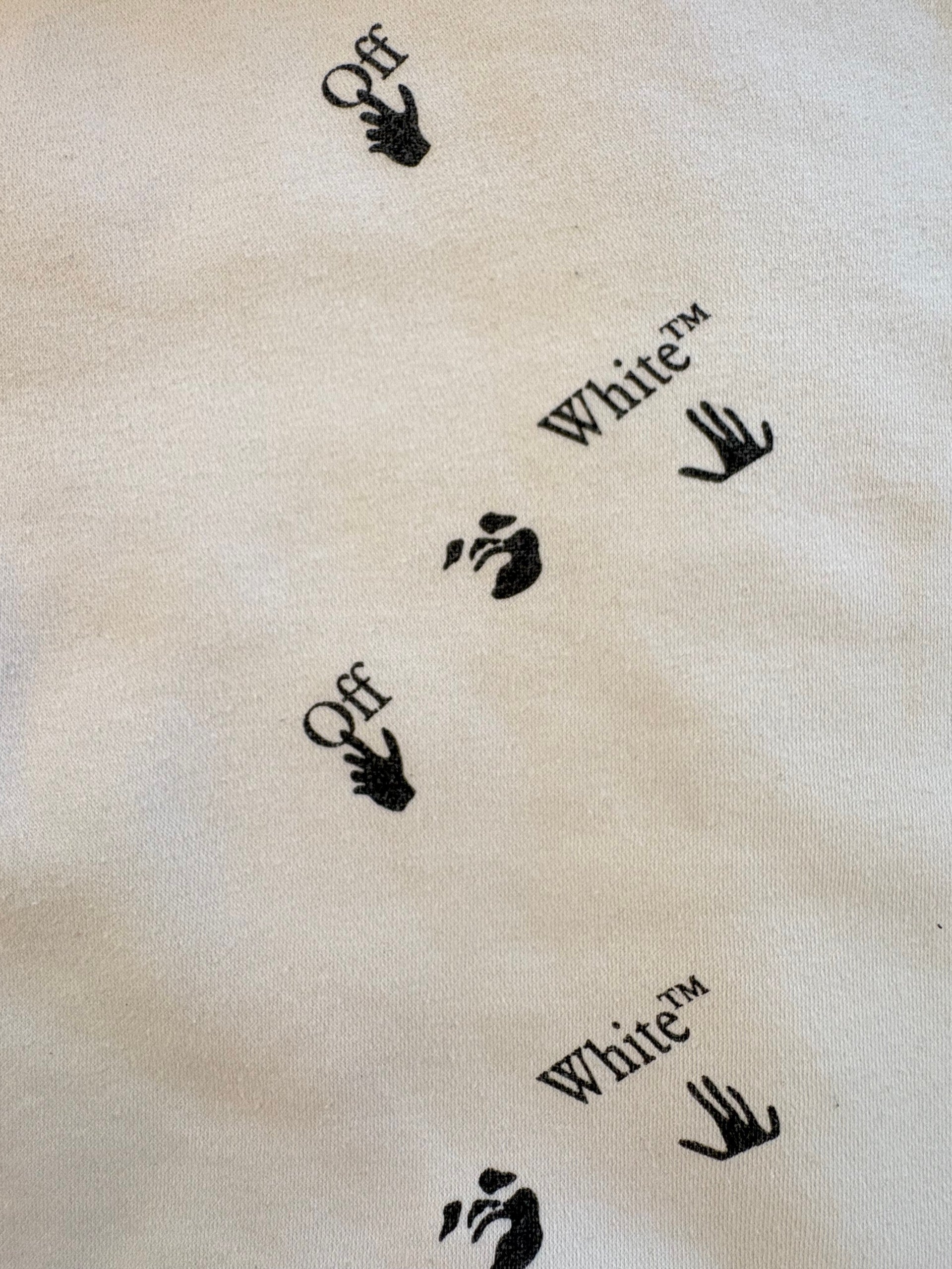 Off-White c/o Virgil Abloh All-Over Logo Hoodie White Hand Print Pullover