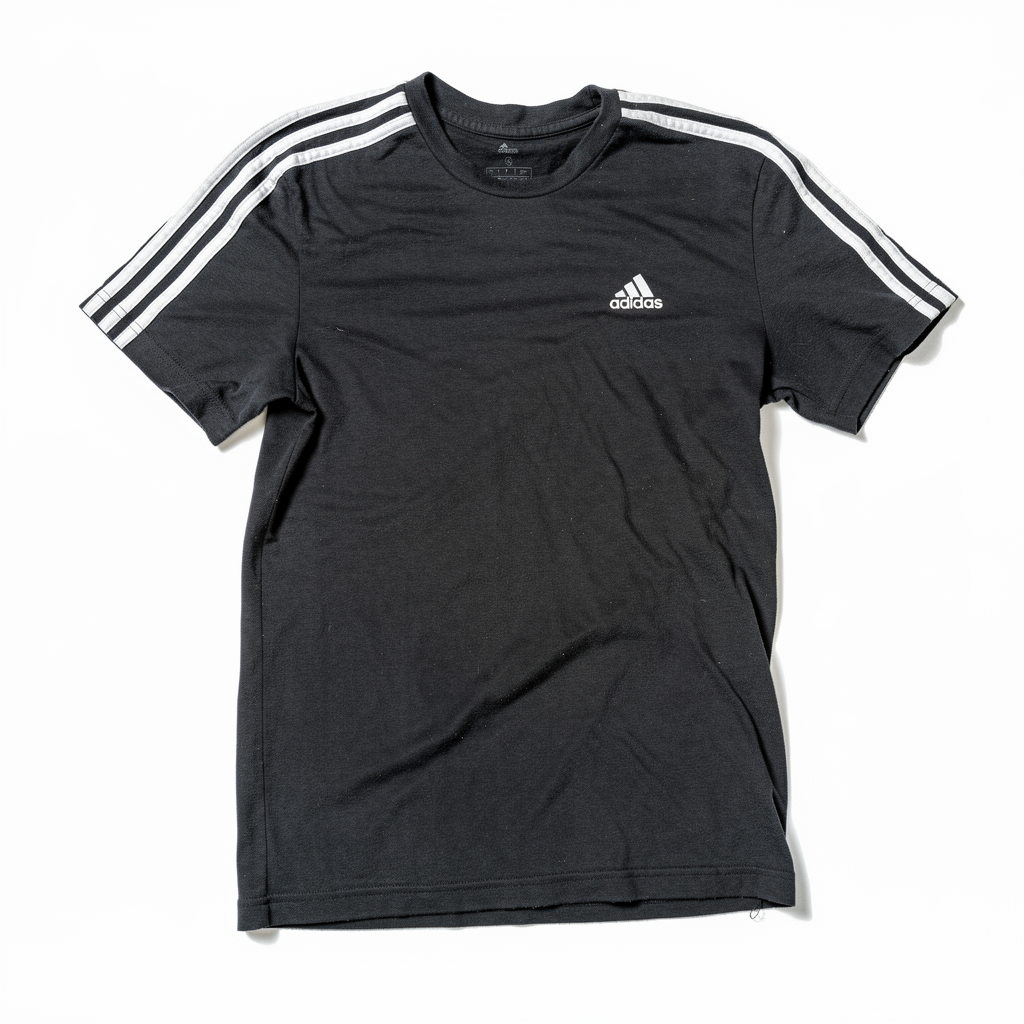 adidas 3-Stripes Essentials Tee Black White Short Sleeve Crewneck T-Shirt Size S