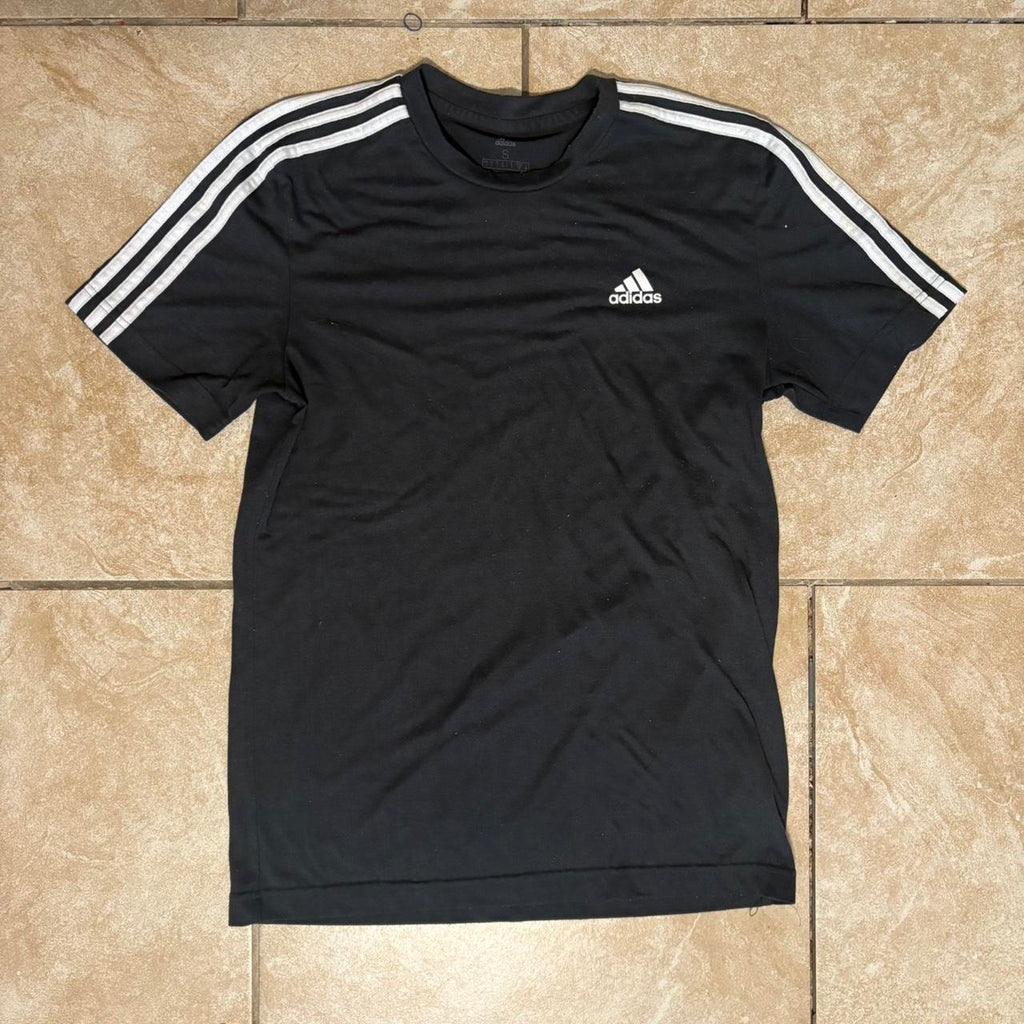 adidas 3-Stripes Essentials Tee Black White Short Sleeve Crewneck T-Shirt Size S