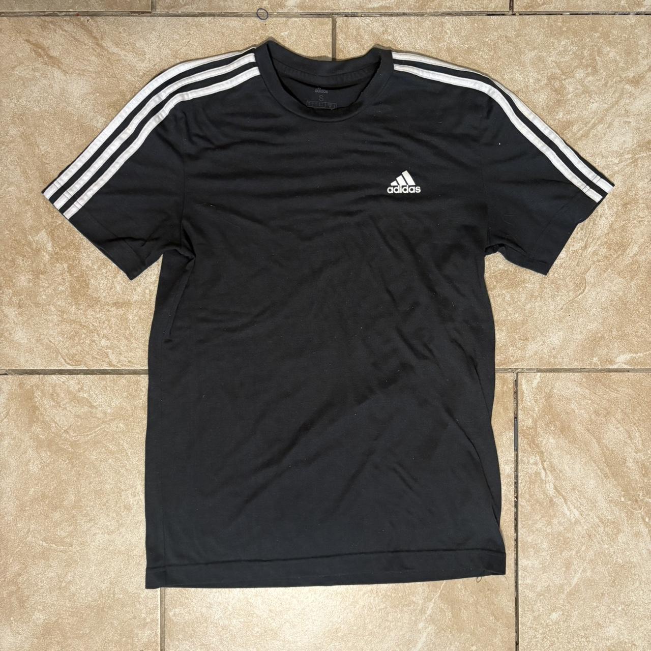adidas 3-Stripes Essentials Tee Black White Short Sleeve Crewneck T-Shirt Size S